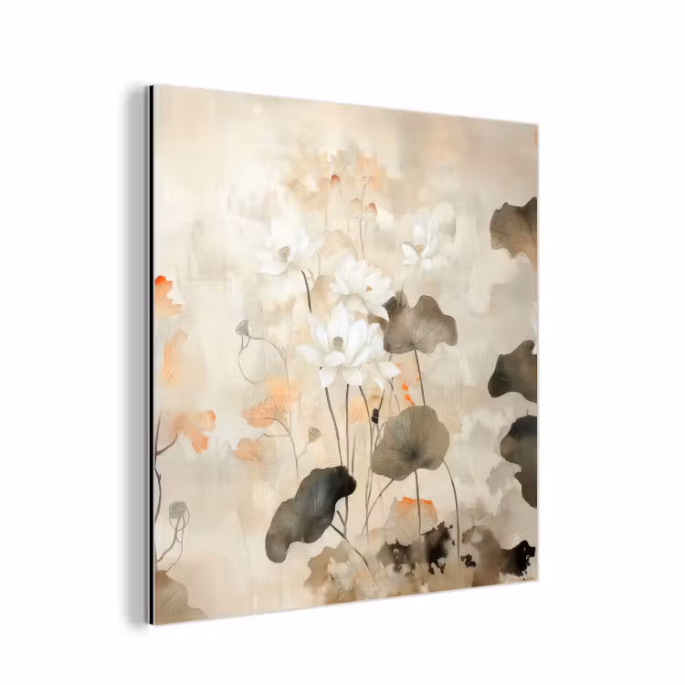 Bloemen - Japandi - Wabi sabi aluminium wit klein -3d