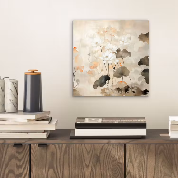 Bloemen - Japandi - Wabi sabi aluminium wit klein -sfeer1