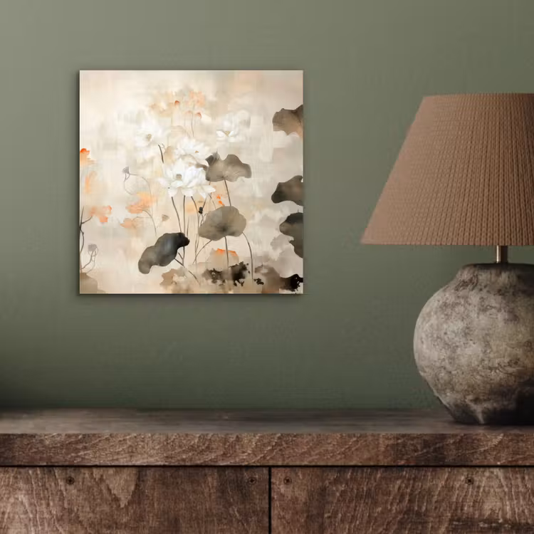 Bloemen - Japandi - Wabi sabi aluminium wit klein -sfeer2