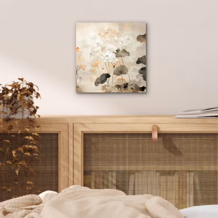 Bloemen - Japandi - Wabi sabi aluminium wit klein -sfeer3