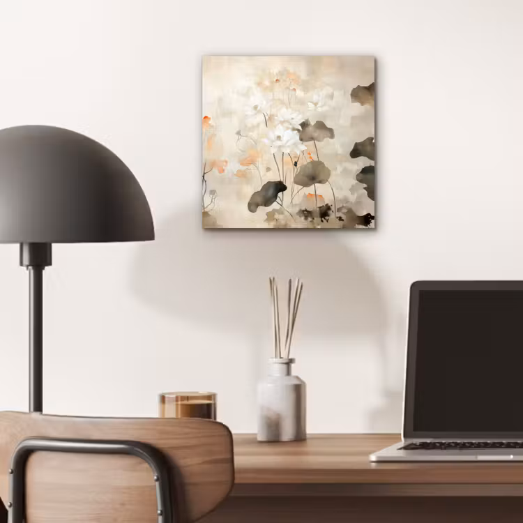 Bloemen - Japandi - Wabi sabi aluminium wit klein -sfeer5