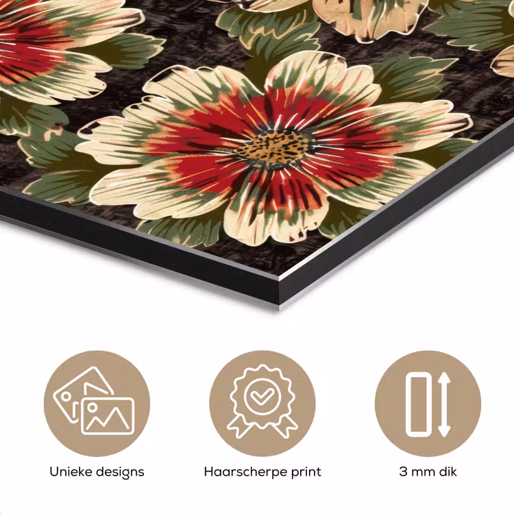 Bloemen - Klassiek - Patroon - Rood aluminium wit klein 46 -closeup_NL