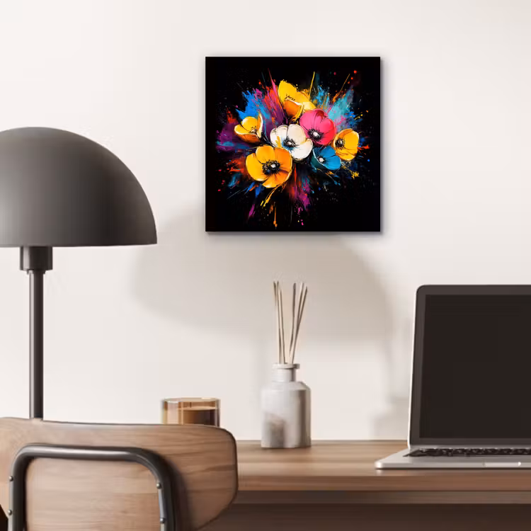 Bloemen - Kleurrijk - Graffiti - Modern - Boeket aluminium wit klein -sfeer5