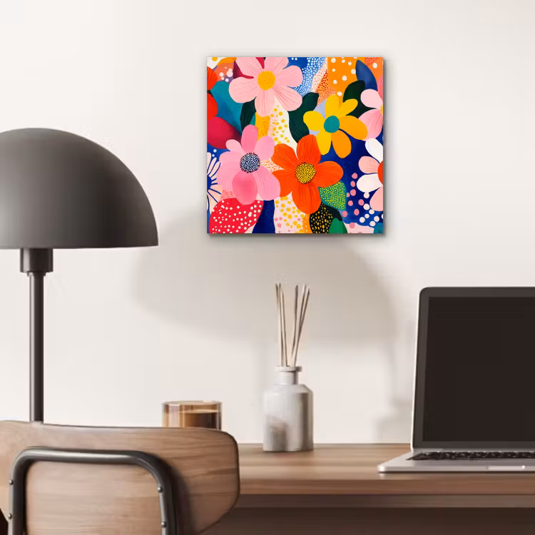 Bloemen - Kleurrijk - Stippen aluminium wit klein -sfeer5