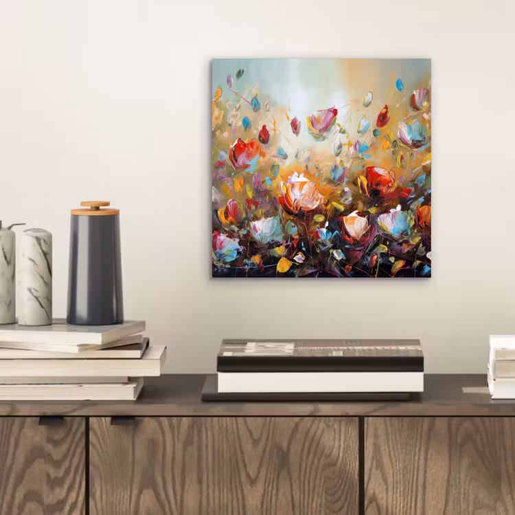 Bloemen - Kunst - Natuur - Olieverf aluminium wit klein -sfeer1