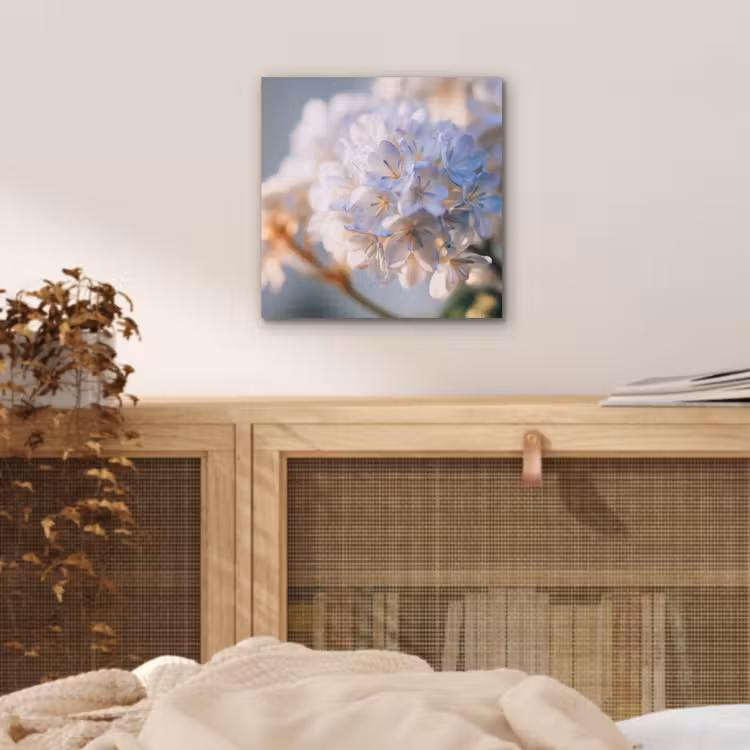Bloemen - Lichtblauw - Wazig - Trosje aluminium wit klein -sfeer3