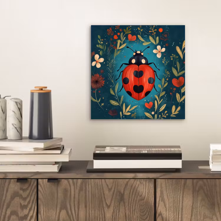 Bloemen - Lieveheersbeestje - Hartje - Rood aluminium wit klein -sfeer1