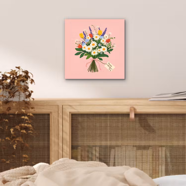 Bloemen - Lint - Kaartje aluminium wit klein -sfeer3