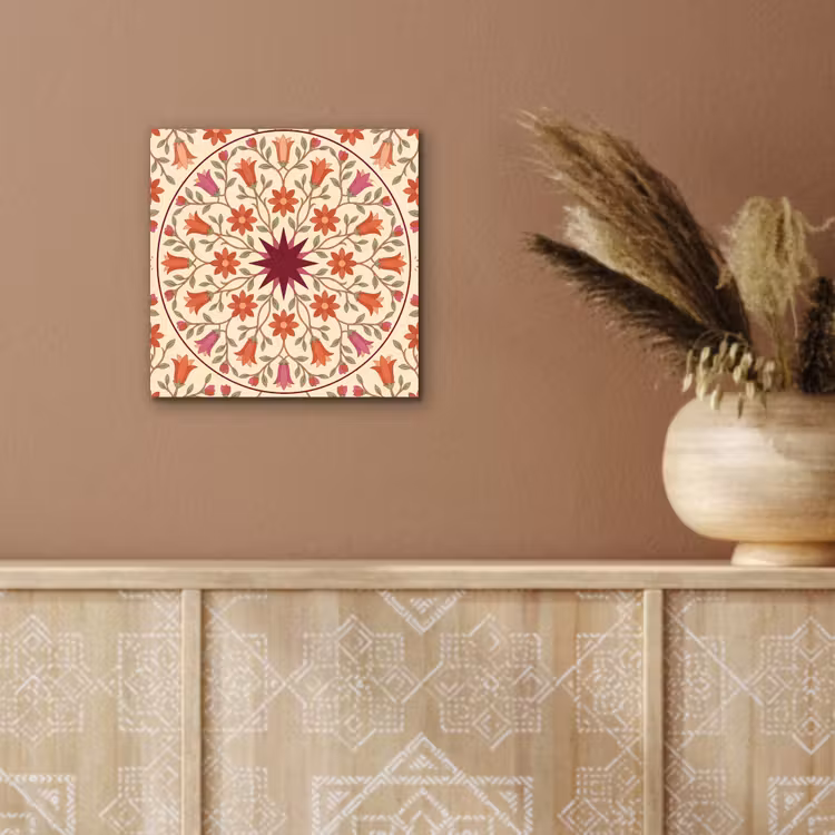 Bloemen - Mandala - Decoratief - Rood aluminium wit klein -sfeer4