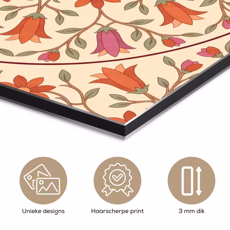 Bloemen - Mandala - Decoratief - Rood aluminium wit klein -closeup_NL