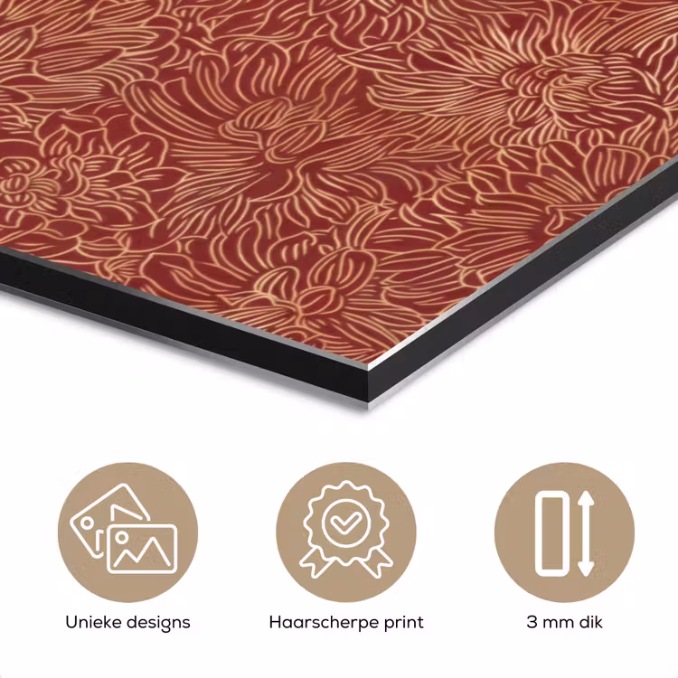 Bloemen - Motief - Rood aluminium wit klein 46 -closeup_NL