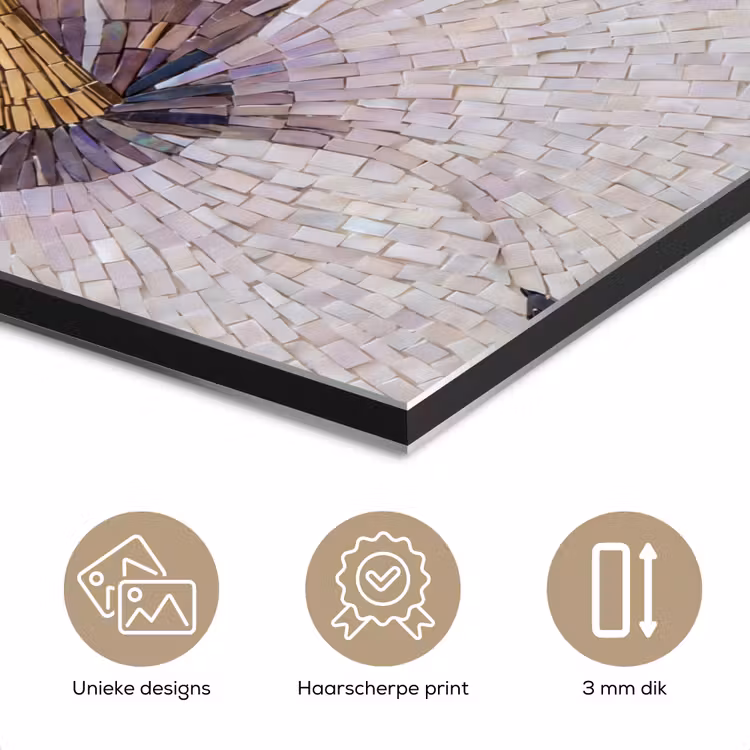 Bloemen - Mozaïek - Kunst - Modern - Goud aluminium wit klein -closeup_NL