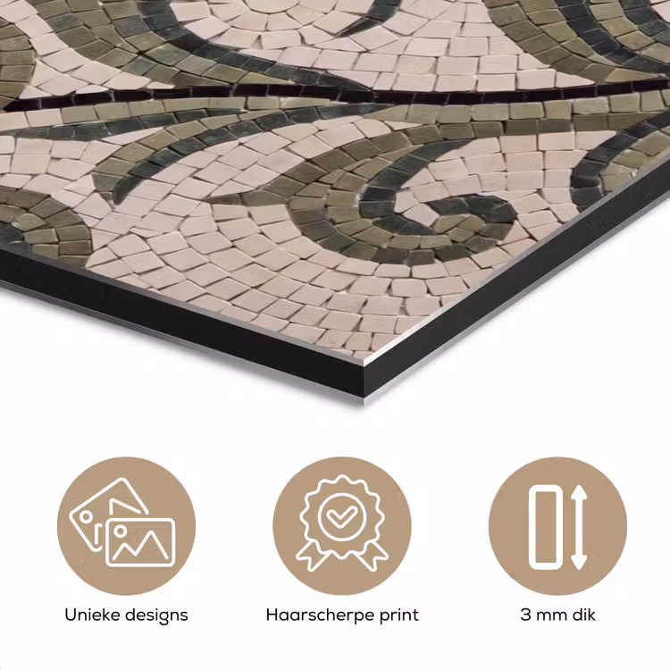 Bloemen - Mozaïek - Patroon - Abstract - Groen aluminium wit klein -closeup_NL