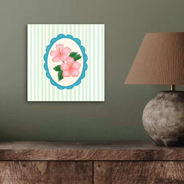 Bloemen - Ovaal - Strepen - Groen aluminium wit klein -sfeer2
