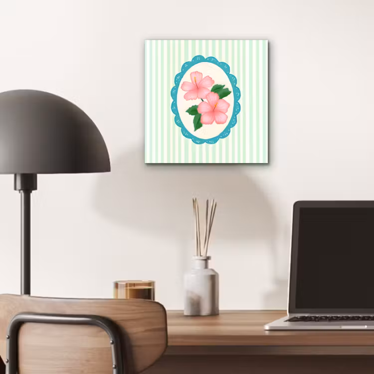 Bloemen - Ovaal - Strepen - Groen aluminium wit klein -sfeer5