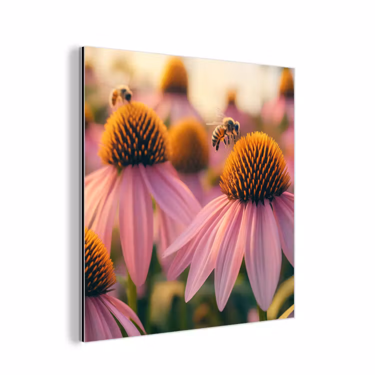 Bloemen - Paars - Bijen aluminium wit klein -3d