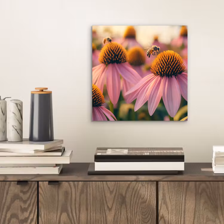 Bloemen - Paars - Bijen aluminium wit klein -sfeer1