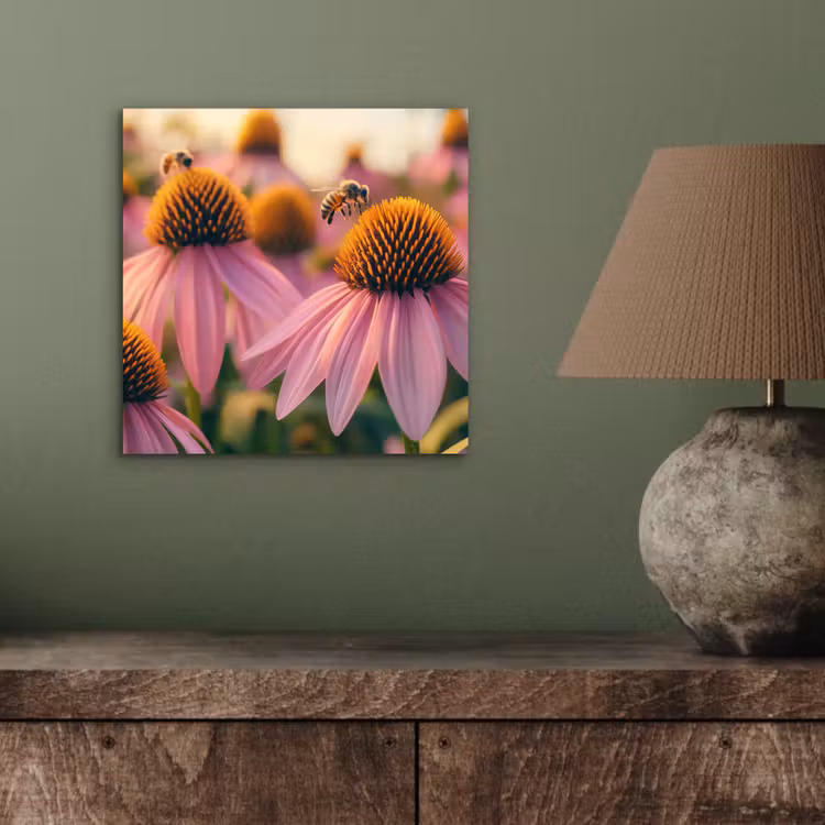 Bloemen - Paars - Bijen aluminium wit klein -sfeer2