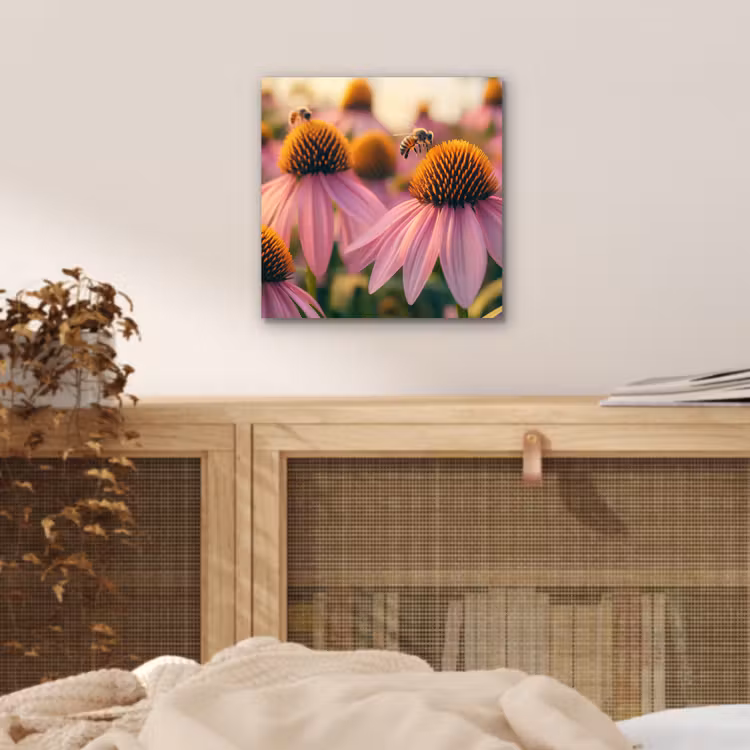 Bloemen - Paars - Bijen aluminium wit klein -sfeer3