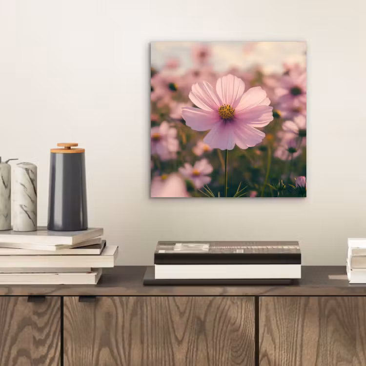 Bloemen - Paars - Wazig aluminium wit klein -sfeer1