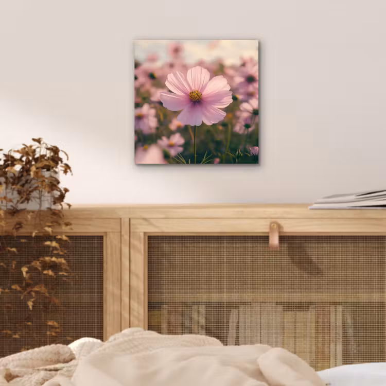 Bloemen - Paars - Wazig aluminium wit klein -sfeer3