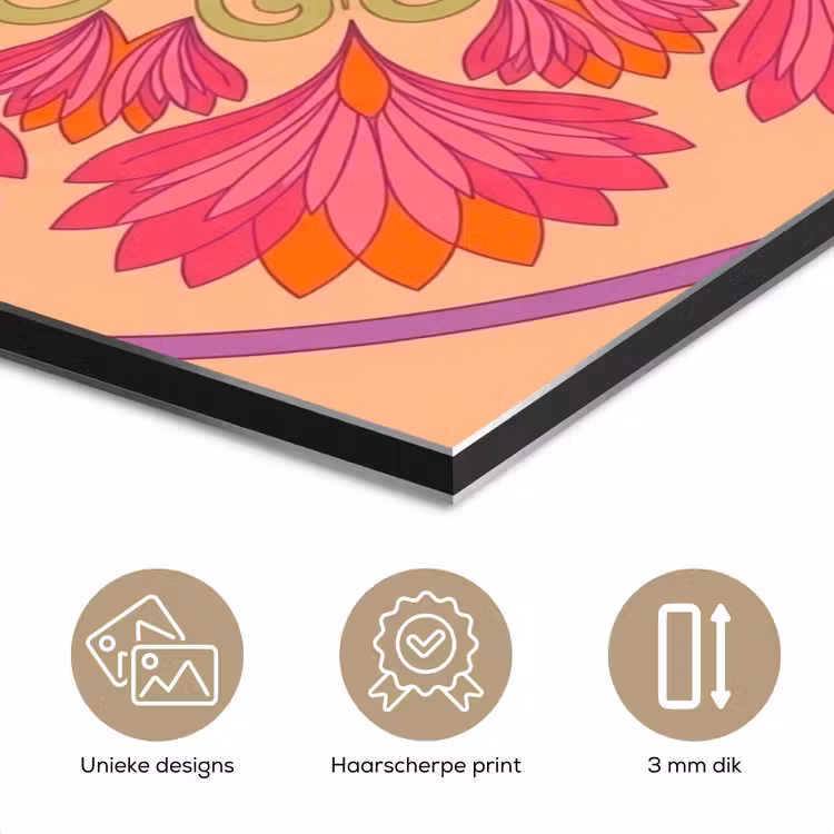 Bloemen - Patroon - Abstract - Roze - Decoratief aluminium wit klein -closeup_NL