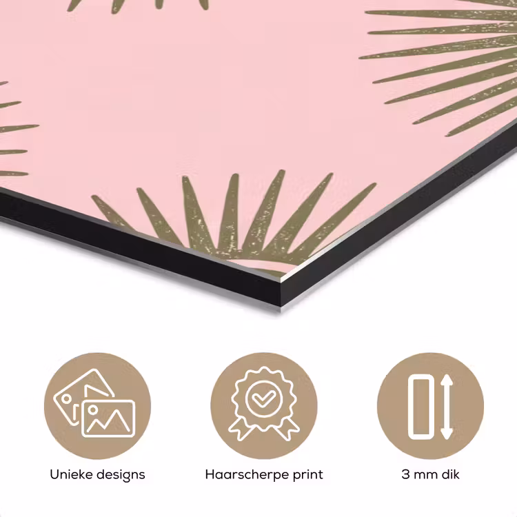 Bloemen - Patroon - Abstract - Roze - Groen aluminium wit klein -closeup_NL