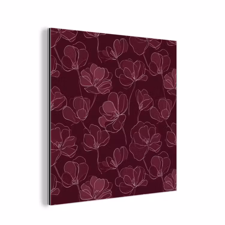 Bloemen - Patroon - Bordeauxrood aluminium wit klein 46 -3d