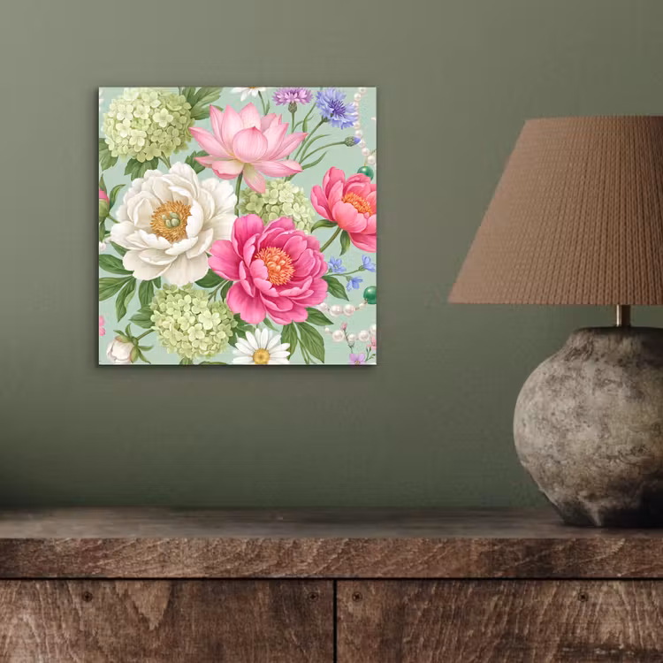 Bloemen - Patroon - Botanisch - Groen aluminium wit klein -sfeer2