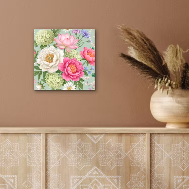 Bloemen - Patroon - Botanisch - Groen aluminium wit klein -sfeer4