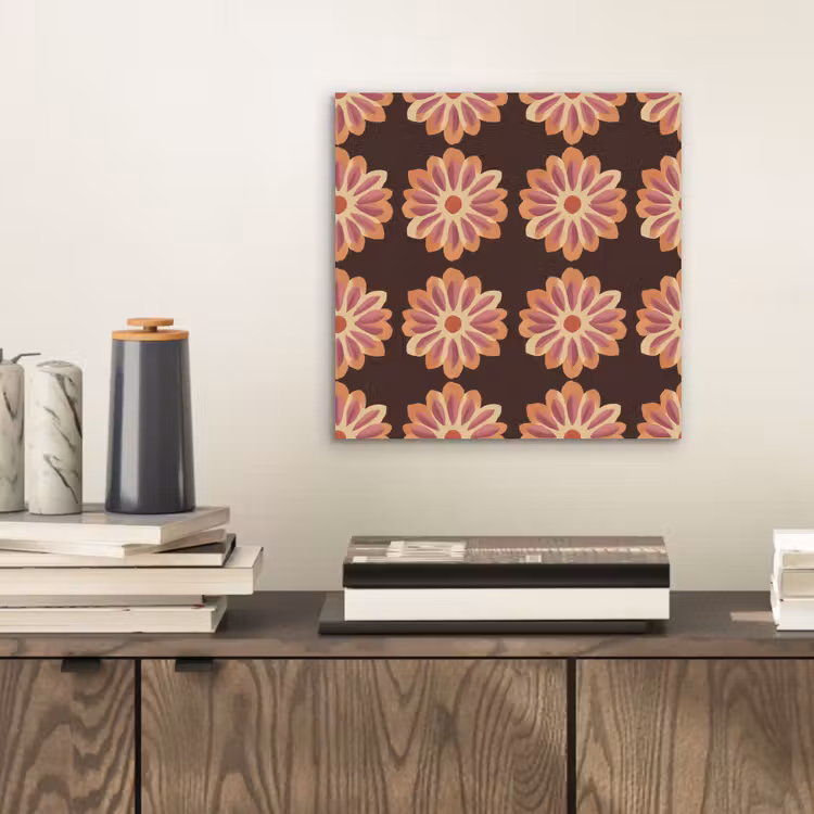 Bloemen - Patroon - Bruin aluminium wit klein 46 -sfeer1