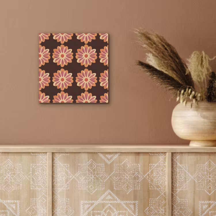 Bloemen - Patroon - Bruin aluminium wit klein 46 -sfeer4