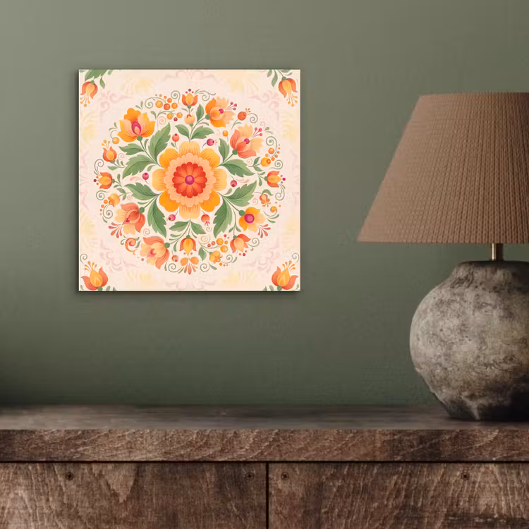 Bloemen - Patroon - Decoratief - Oranje aluminium wit klein -sfeer2