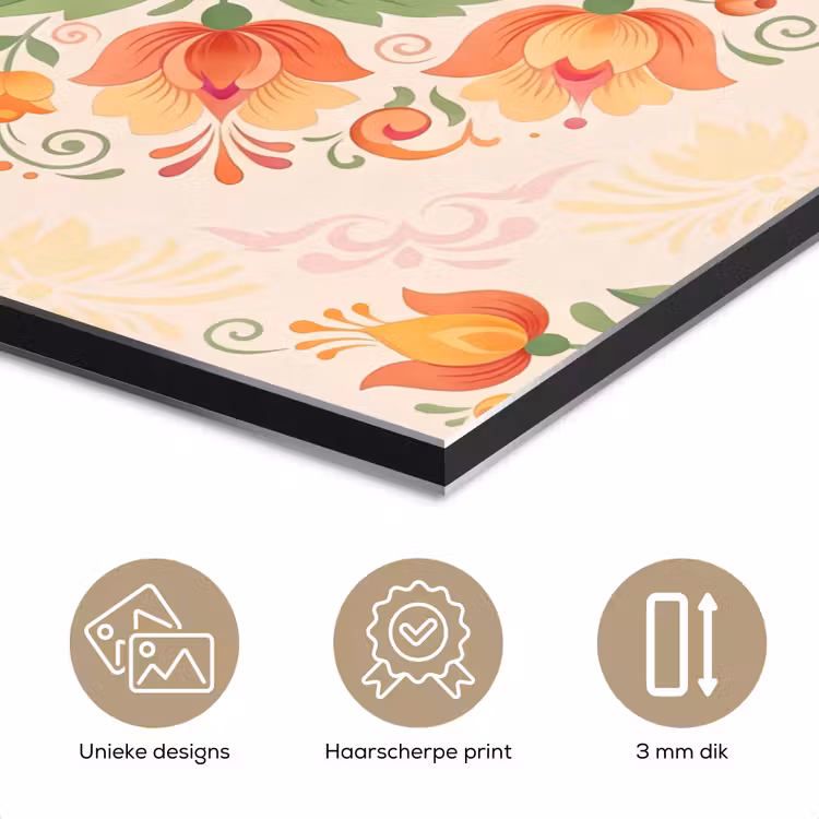 Bloemen - Patroon - Decoratief - Oranje aluminium wit klein -closeup_NL