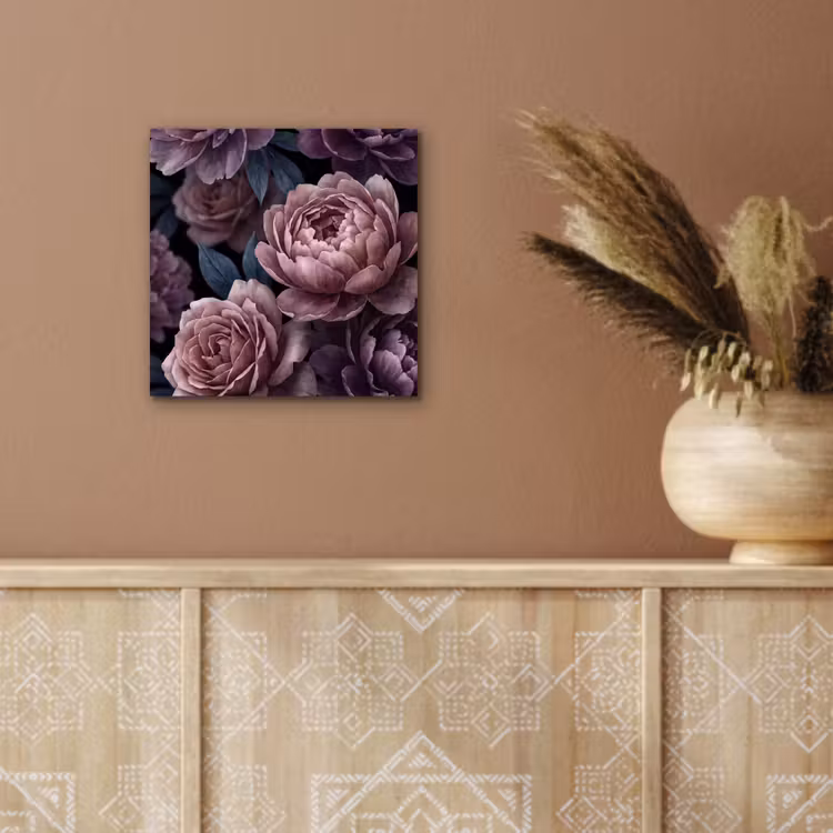 Bloemen - Patroon - Donker - Botanisch - Paars aluminium wit klein -sfeer4