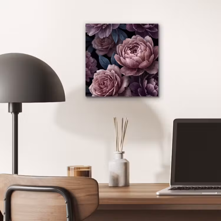 Bloemen - Patroon - Donker - Botanisch - Paars aluminium wit klein -sfeer5
