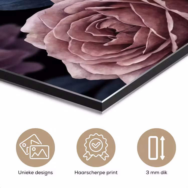 Bloemen - Patroon - Donker - Botanisch - Paars aluminium wit klein -closeup_NL