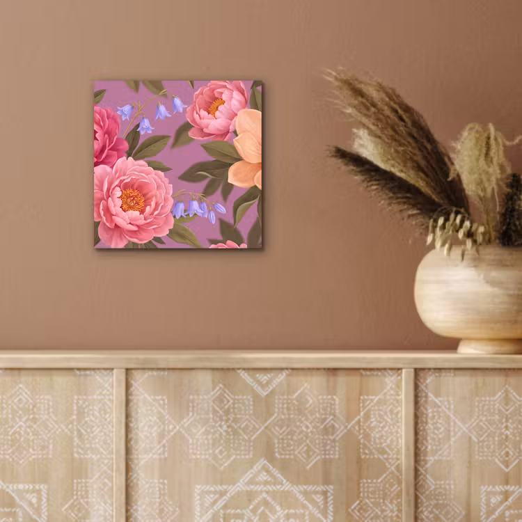 Bloemen - Patroon - Illustratie - Roze aluminium wit klein -sfeer4