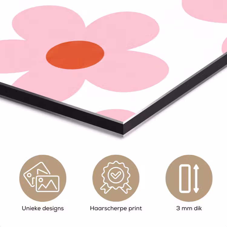 Bloemen - Patroon - Modern - Roze - Wit aluminium wit klein -closeup_NL