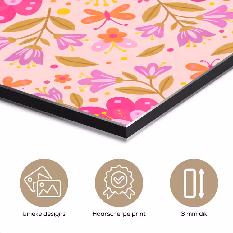 Bloemen - Patroon - Natuur - Abstract - Roze aluminium wit klein -closeup_NL