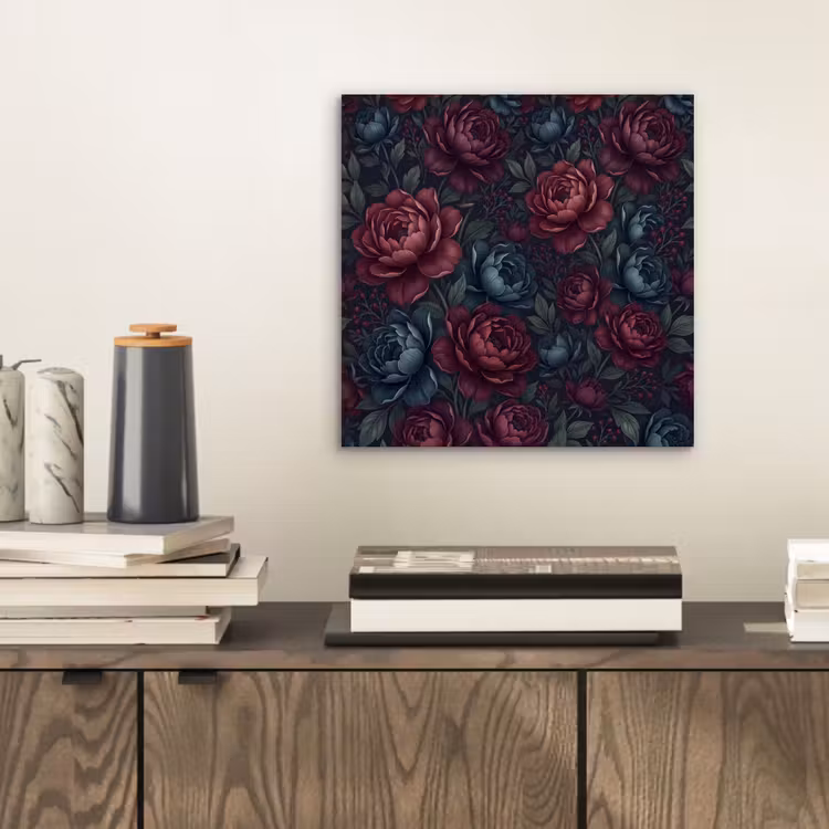 Bloemen - Patroon - Natuur - Klassiek - Donker aluminium wit klein -sfeer1