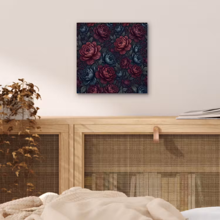 Bloemen - Patroon - Natuur - Klassiek - Donker aluminium wit klein -sfeer3