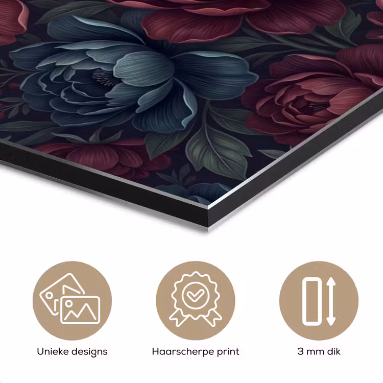 Bloemen - Patroon - Natuur - Klassiek - Donker aluminium wit klein -closeup_NL