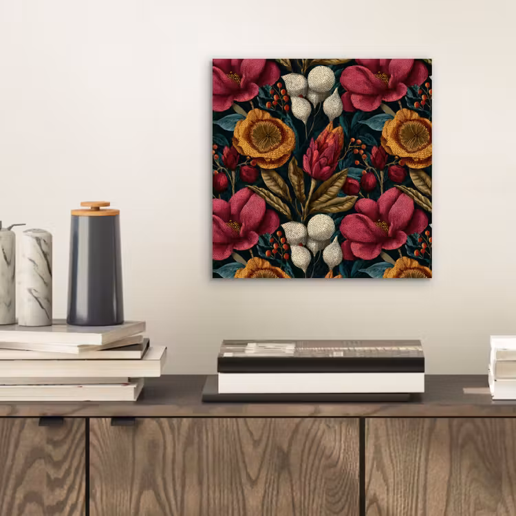 Bloemen - Patroon - Rood - Goud aluminium wit klein 46 -sfeer1