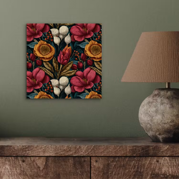 Bloemen - Patroon - Rood - Goud aluminium wit klein 46 -sfeer2