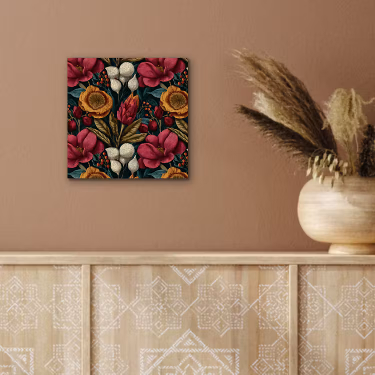 Bloemen - Patroon - Rood - Goud aluminium wit klein 46 -sfeer4