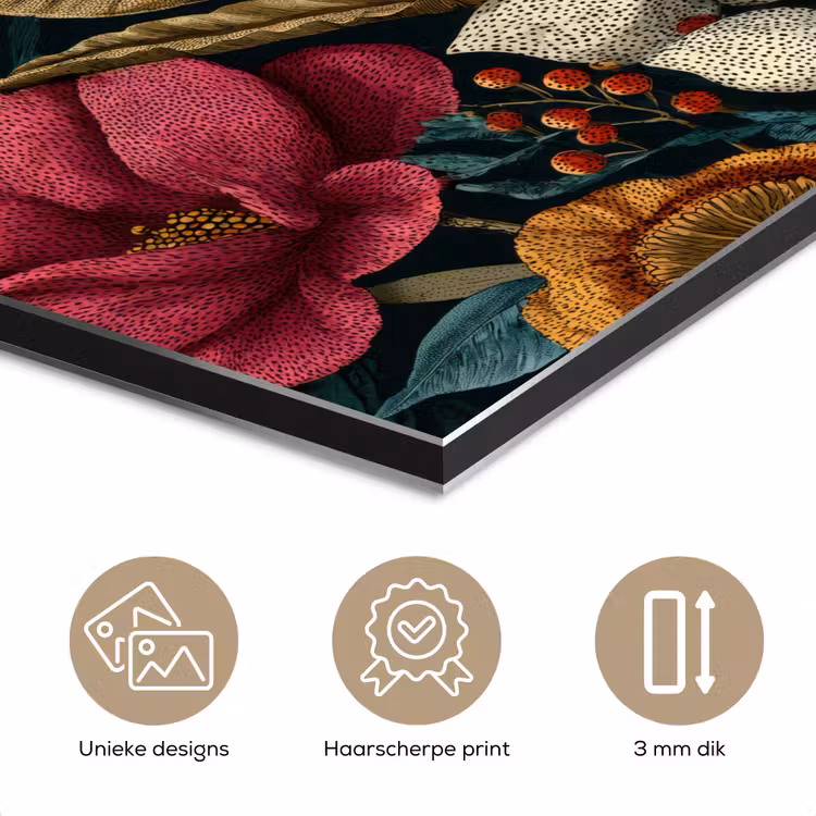 Bloemen - Patroon - Rood - Goud aluminium wit klein 46 -closeup_NL