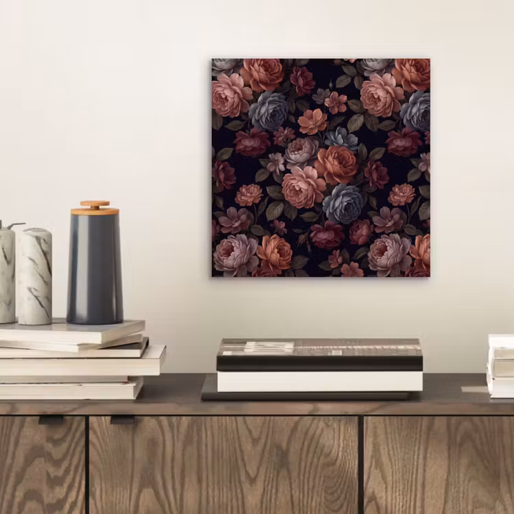 Bloemen - Patroon - Vintage - Donker - Roze aluminium wit klein -sfeer1