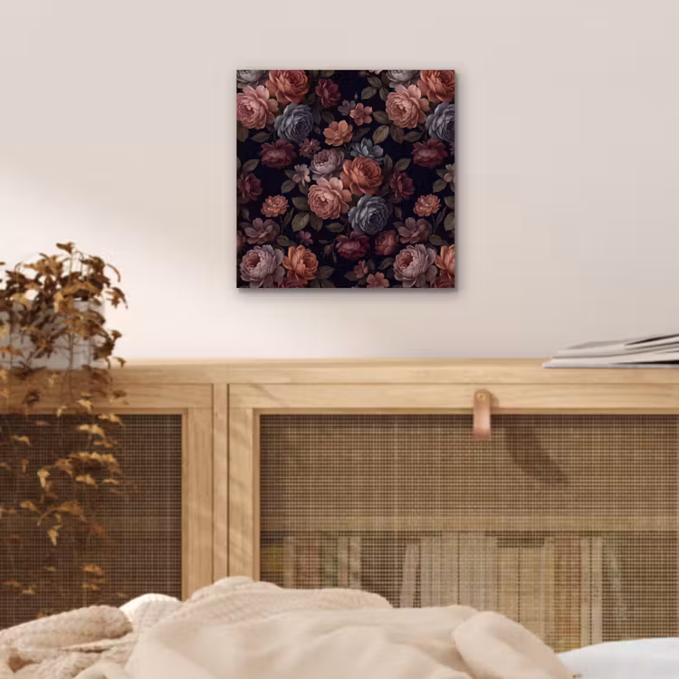 Bloemen - Patroon - Vintage - Donker - Roze aluminium wit klein -sfeer3