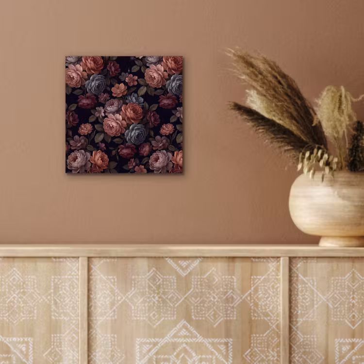 Bloemen - Patroon - Vintage - Donker - Roze aluminium wit klein -sfeer4